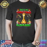 This Is My Christmas Giraffes Ugly Sweater Giraffes Tree Light Pajama T-Shirt
