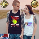 This Is My Valentines Tennis Pajama Ribbon Red Hearts T-Shirt Tank Top