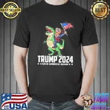 Trump riding dinosaur save America again classic shirt