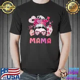 Valentines Day Mom One Loved Mama Messy Bun Wife Cupid Heart T-Shirt
