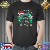 Video Game Controller Christmas Santa Hat Gamer Boys T-Shirt