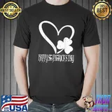 Vintage Happy Saint St Patricks Day Irish Shamrock Heart T-Shirt