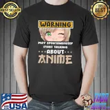 Warning May Spontaneously Talk About Anime Stars Manga Girl T-Shirt