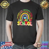 Where The Adventure Begins 100 Days Smarter Happy 100th Day Of School Rainbow Leopard T-Shirt
