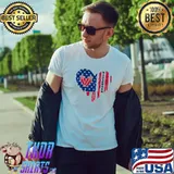 Bartender America flag heart love shirt