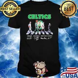 Celtics Walking Abbey Road Larry Bird Kevin Mchale signatures shirt