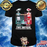 First brothers to face each other in a super bowl Jason Kelce sexy batman Travis Kelce Big yet signatures Kansas city Chiefs and Philly shirt