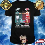 Jason Kelce sexy batman Travis Kelce Big yet first brothers to face each other in a super bowl signatures Eagles Kansas city Chiefs shirt