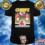 Kansas city Chiefs championship Kelce mandnes signatures shirt