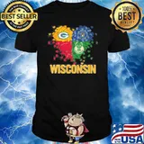 Milwaukee Brewers Milwrukee bucks green bay packers heart Wisconsin shirt
