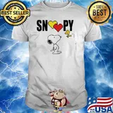 Snoopy and woodstock love heart shirt