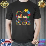 Autism Awareness Hands In Heart Puzzle Pieces T-Shirt