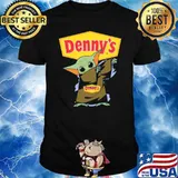 Baby yoda dabbing Denny's shirt