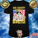 God country family Hawkeyes signatures America flag shirt