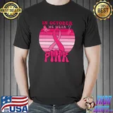 In october we wear pink ribbon butterfly vintage sunset T-Shirt