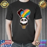 Kawaii panda pride with rainbow ice con heart T-Shirt