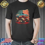 Monster Truck 4th Of July Vintage American Flag Patriotic T-Shirt
