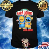 Pizza papa John's pooh and Stitch shirt