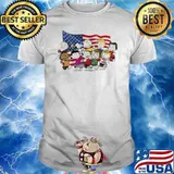 Snoopy Charlie Brown woodstocks and friends America flag shirt
