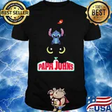 Stitch and Toothless Papa John's shirt
