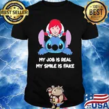 WENDY'S Stitch my job is real my smile is fake shirt