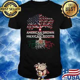 America Grown With Mexican Roots American And Mexican Flag T-Shirt