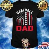 American Flag Softball Baseball Dad Ball Father's Day T-Shirt