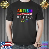Autism Red Instead Acceptance Not Awareness Rainbow T-Shirt