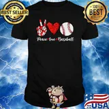 Baseball Mom Leopard Peace Love Baseball Mother's Day T-Shirt