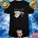 Black And White Bird Drawing As Free As A Bird T-Shirt