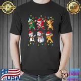 Dabbing Santa Elf Friends Snowman Lights Christmas Dab T-Shirt