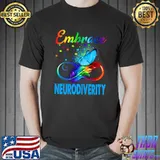 Embrace Neurodiverity Infinity Butterfly Autism Awareness Colors T-Shirt