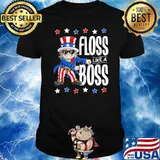 Floss Like A Boss 4th Of July Stars Girl Uncle Sam T-Shirt