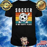 Football Fan Ball Dabbing Vintage Soccer Is My Happy Place T-Shirt