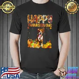 Happy Thanksgiving Turkey Boxer Fall Autumn Pumpkin Boxers Dog T-Shirt