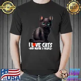 I Love Cats And Maybe 3 People Black Cat T-Shirt