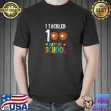 I Tackled 100 Day Of School Retro Stars Basketball T-Shirt