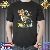 It's Ok To Be Different T-Rex Autism Awareness Colors T-Shirt