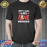 Just A Girl Who Loves Bunnies Rabbit Hearts T-Shirt