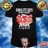 Kansas city Chiefs in my veins Jesus in my heart signatures shirt