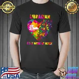 Librarian it's a work of heart books butterflies watercolor T-Shirt