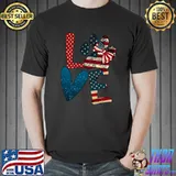 Love American Dog Mom Matching Family Fourth 4th Of July American T-Shirt
