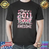 Made In 2011 12 Years Of Being Awesome Flowers 12th Birthday T-Shirt