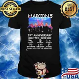 Maroon 5 world tour 29th Anniversary 1994-2023 Thank You For The Memories Signatures Shirt