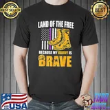 Military Child Gift Purple Quote Because My Daddy Is Brave America flag shirt