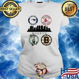New England Patriots Boston Red Sox Boston Celtics and Boston Bruins massachusetts 2023 city sport s Ladies tee