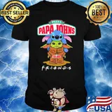 Pizza papa john's friends stitch and baby yoda shirt