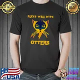 Plays Well With Otters Cats Retro T-Shirt