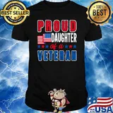 Proud Daughter Of A Veteran Patriotic Veterans Day Usa Flag Stars T-Shirt