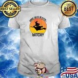 Some Days Im Extra Witchy Witch Broom Halloween Sunset T-Shirt